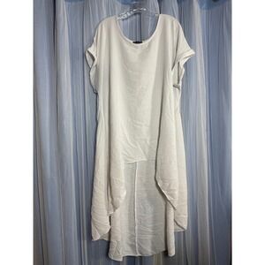 Chacha Vente Tunic Womens 3X High-Low Short Sleeve White EUC